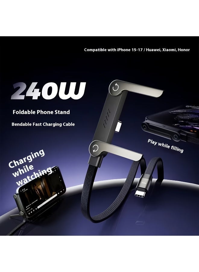 general MAX 240W Fast Charging Type C to Type C, Stand Data Cable, Multifunctional Data Cable, Car Data Cable, Suitable for Iphone 17 to Iphone 15 Series, Braided Cable with Dual Type C Charging Ports, Samsung S25, Etc - Image 1